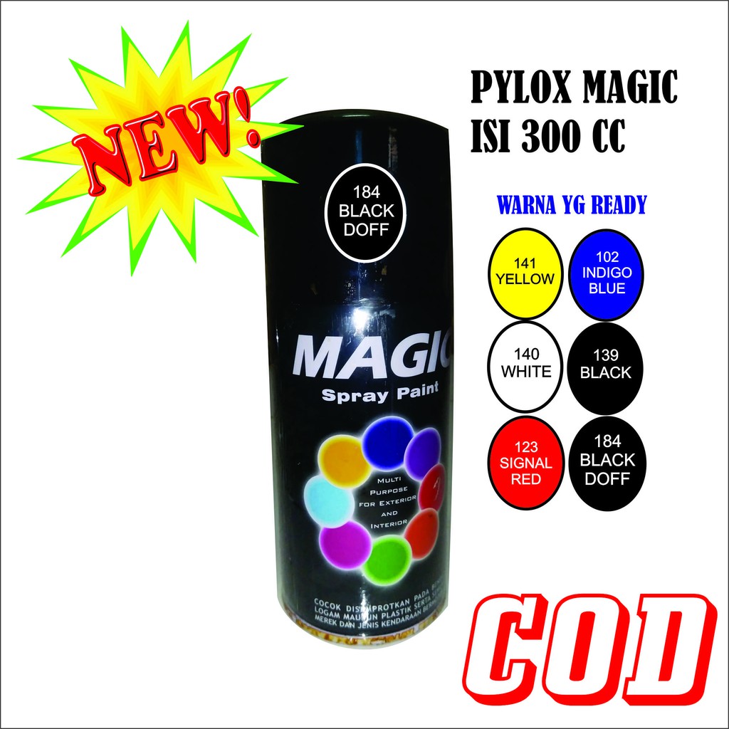 PROMO Pylox Diton Magic 140 white  139 balck  184 black doff pilox hitam putih hitam doff biru