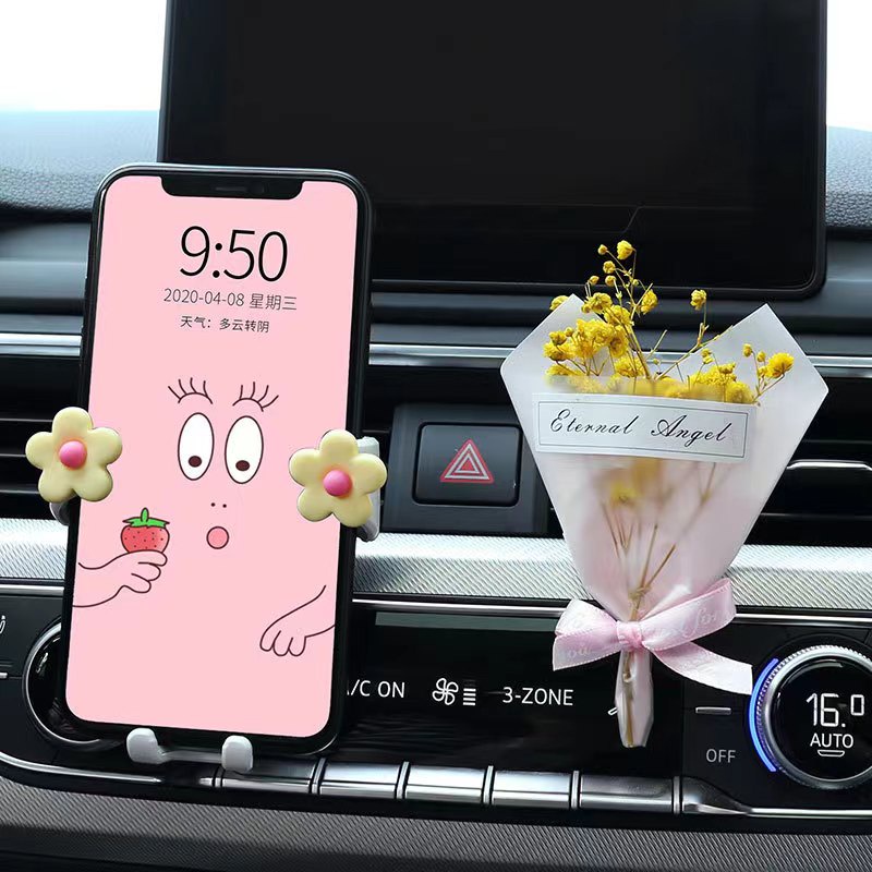 Bracket Holder Handphone / Navigasi Motif Kartun Bunga Lucu Untuk Mobil