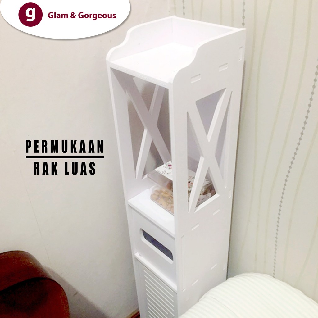 Lemari Kayu WPC Rak Kamar Mandi Portable Minimalis Serbaguna DC017