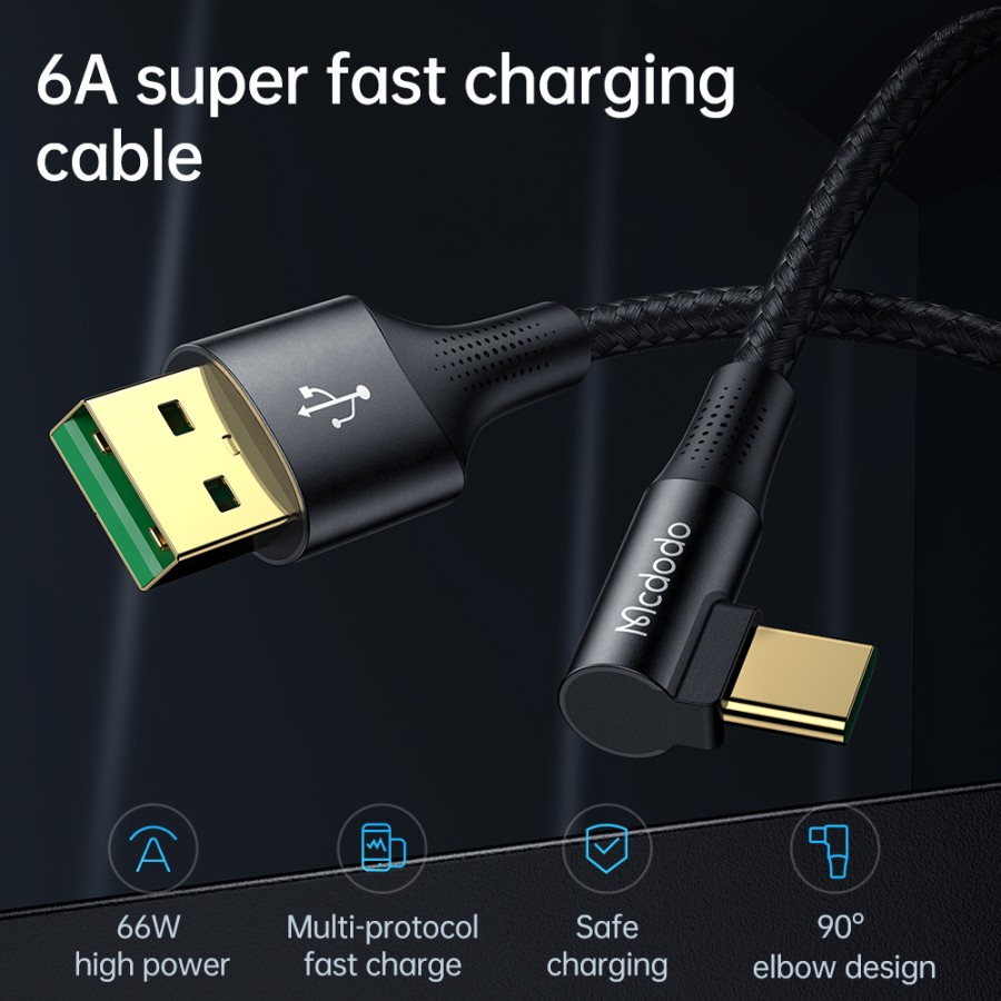 MCDODO CA-1220 Kabel Charger Gaming Usb To Type C Cable VOOC Fast Charging 6A