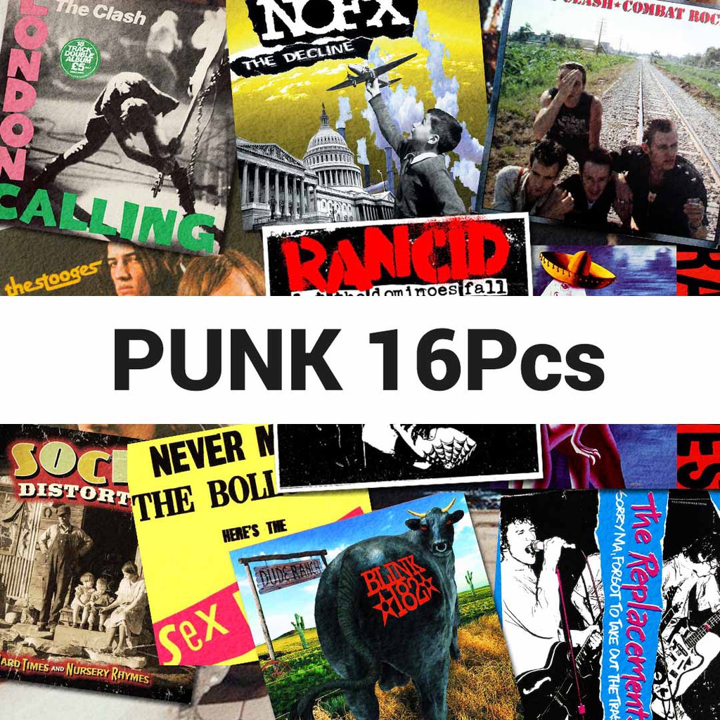 16 Pcs | Poster Album Cover Band Punk  | 15 x 15 cm