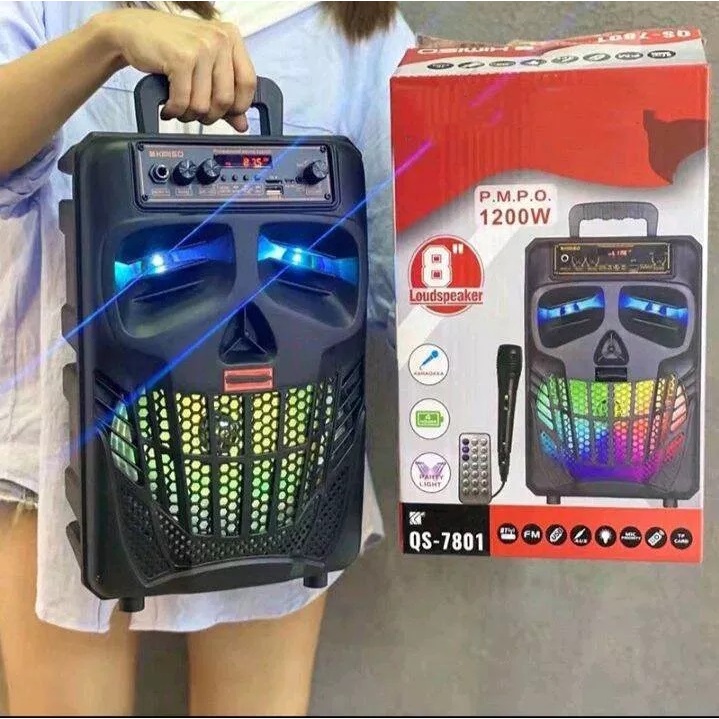 MURAH!! Speaker KARAOKE Bluetooth BRAIN POWER Uk 8,5&quot; Model TENGKORAK | QS-7801