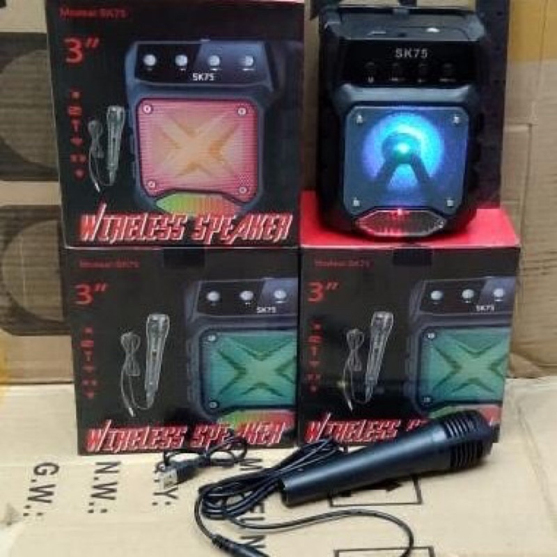 Speaker Bluetooth SK-75+Mic Karaoke SK75 LED