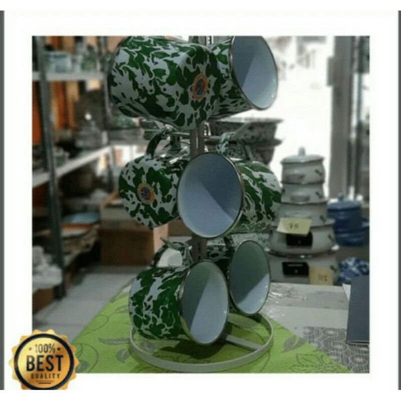 Cangkir Enamel blurik Loreng uk 7cm cangkir jadul 6 pic