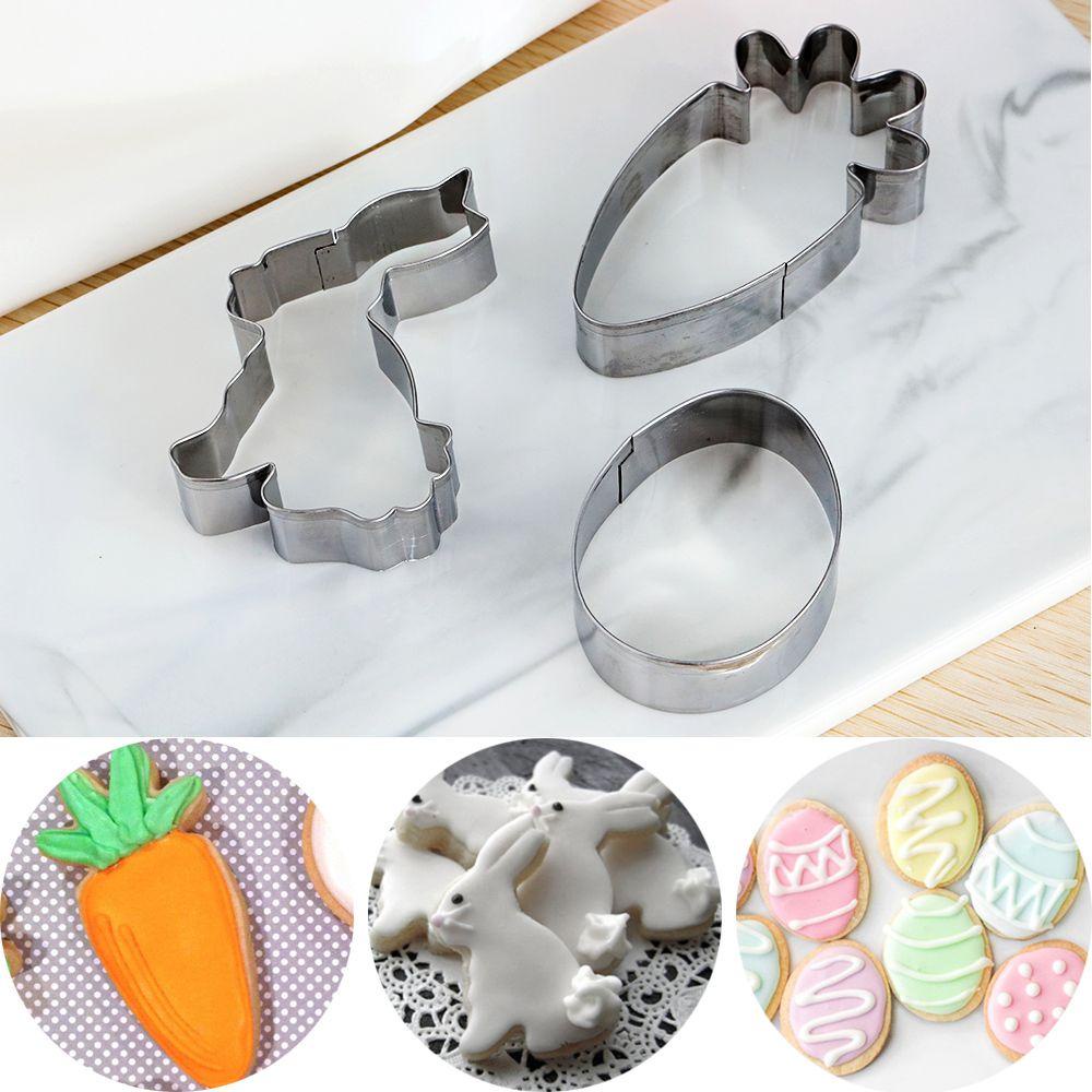 Chookyy 1/3PCS Easter Cookies Cutter DIY Baking Pastry Alat Cetakan Kue Stainless Steel