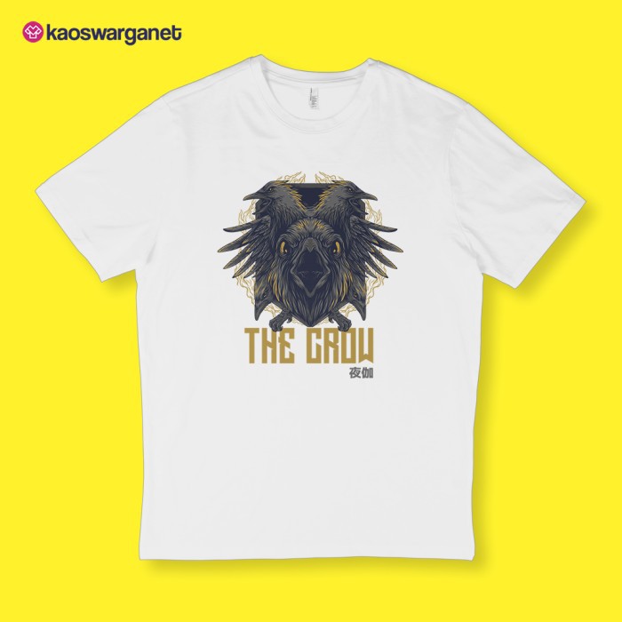 Kaos Kasual Katun Distro The Crow Unisex Pria Wanita Kaoswarganet