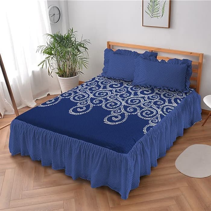 MURAH Sprei Rumbai Kintakun Home made Blue Batik