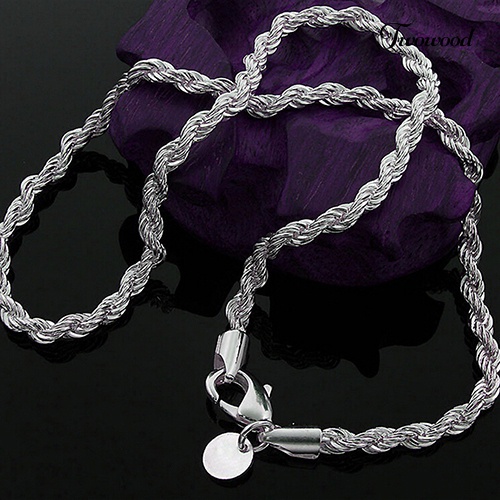 Kalung Rantai Twist Bahan Sterling Silver 925 Untuk Pria Dan Wanita