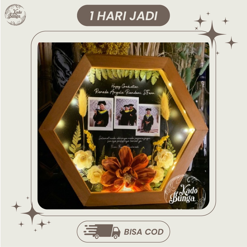 Jual KADO FRAME HEXAGONAL 3D FOTO POLAROID+LAMPUHADIAH KADO UNIK UNTUK ...