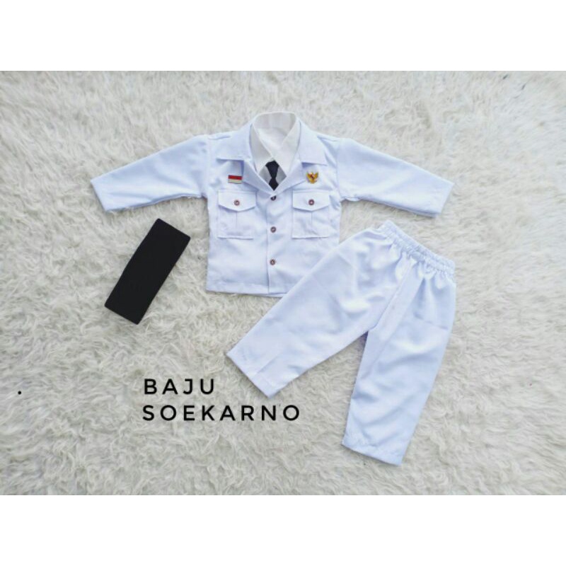 Baju Soekarno junior pakaian pahlawan bung karno kostum anak pejuang proklamator kemerdekaan Indones