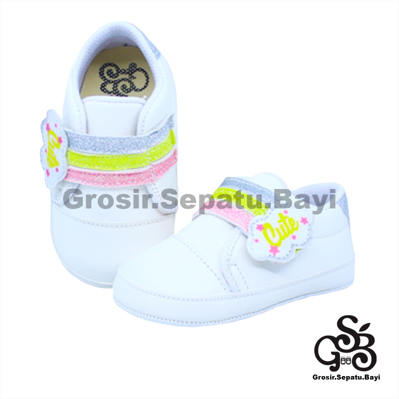 sepatu prewalker bayi perempuan umur 2-14 bulan model Cute Rainbow Kuning