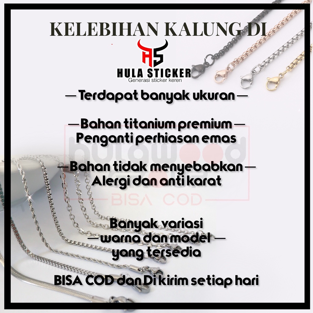 Kalung rantai pendant / Kalung Rantai Titanium Stainless 316L EDISI SILVER