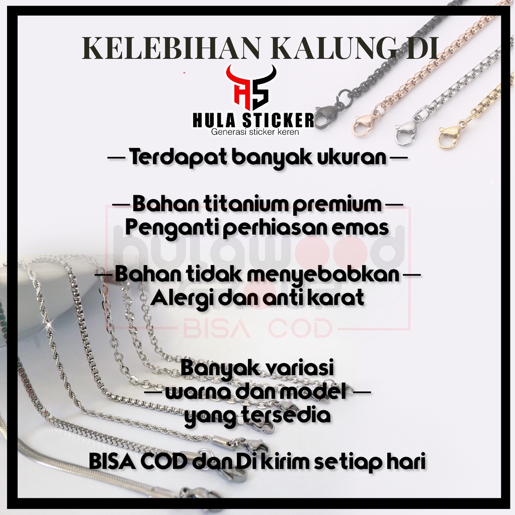 Kalung Rantai Titanium Premium Stainless 316L Rolo Kombinasi SILVER ROSEGOLD Pria Wanita Anti Karat Kalung Rantai Pendant