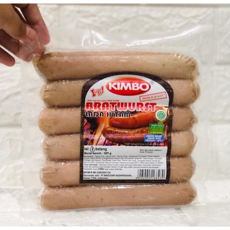 

Kimbo Sosis Bratwurst Lada Hitam Isi 6 Berat 500gr / Sosis Jumbo / Sosis Bakar