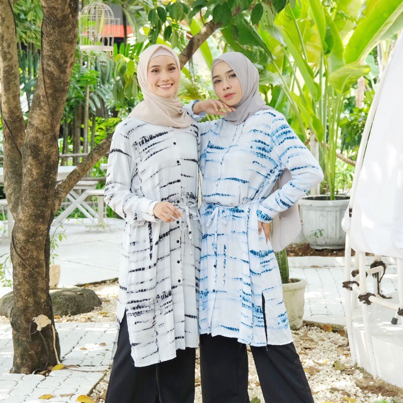 clarence abstrak tunik atasan motif busui