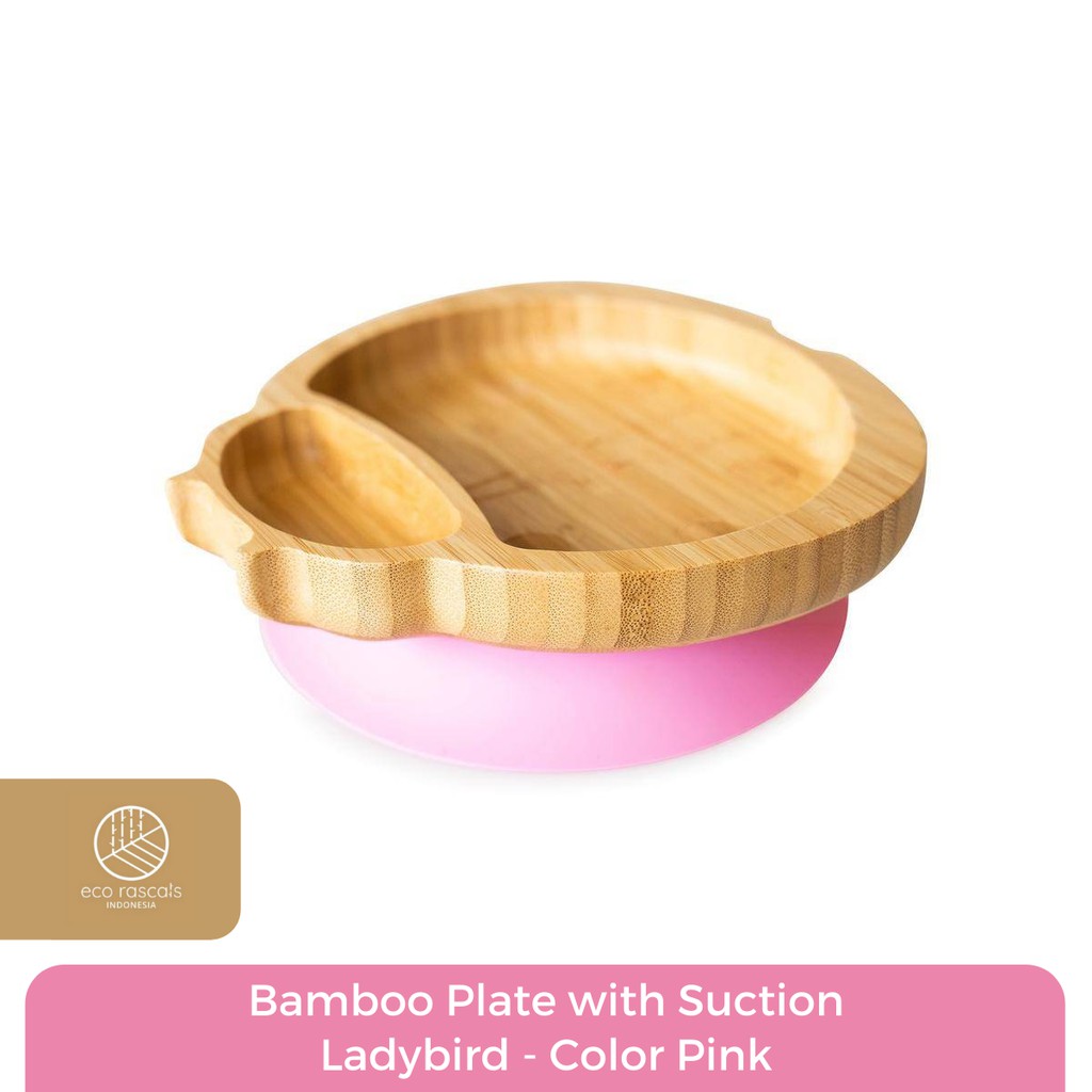 Eco Rascals Bamboo Ladybird Plate with Suction - Pink