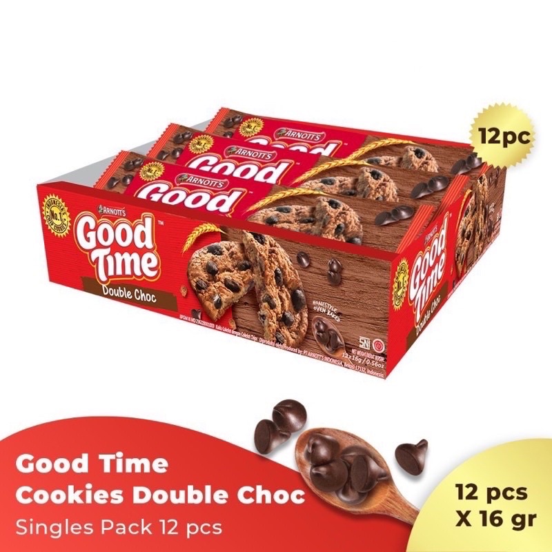 

Good time Coklat 1 box isi 12 pcs cookies goodtime arnotts cookies double choco