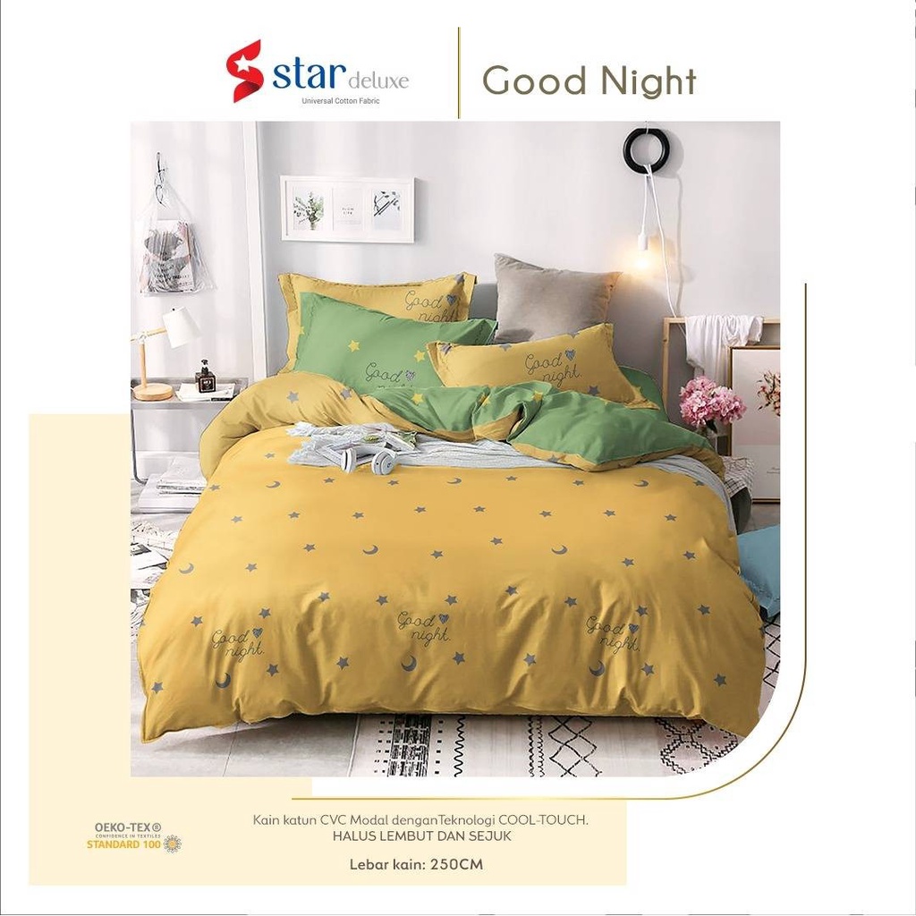 Sprei Set Premium Katun STAR Motif Good Night