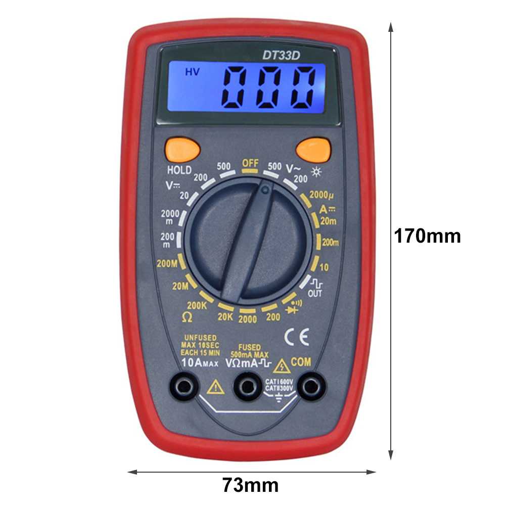 Pocket Size Digital Multimeter AC/DC Voltage Tester - DT33D