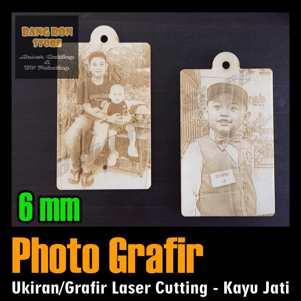 Photo Grafir Custom - Foto Ukir Ukiran Laser Cutting - Kayu Jati