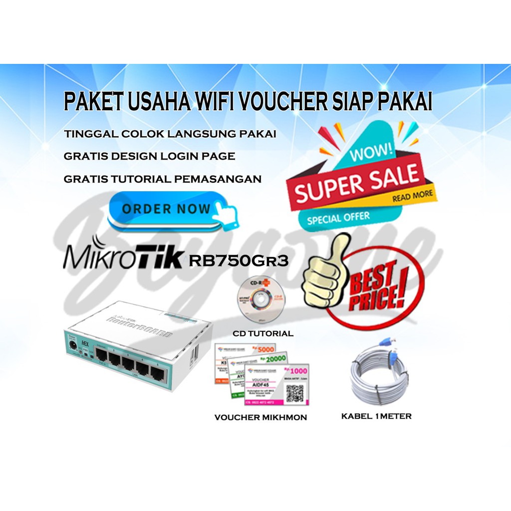 Paket Usaha Voucher Wifi Mikrotik Rb750Gr3 Full Setting