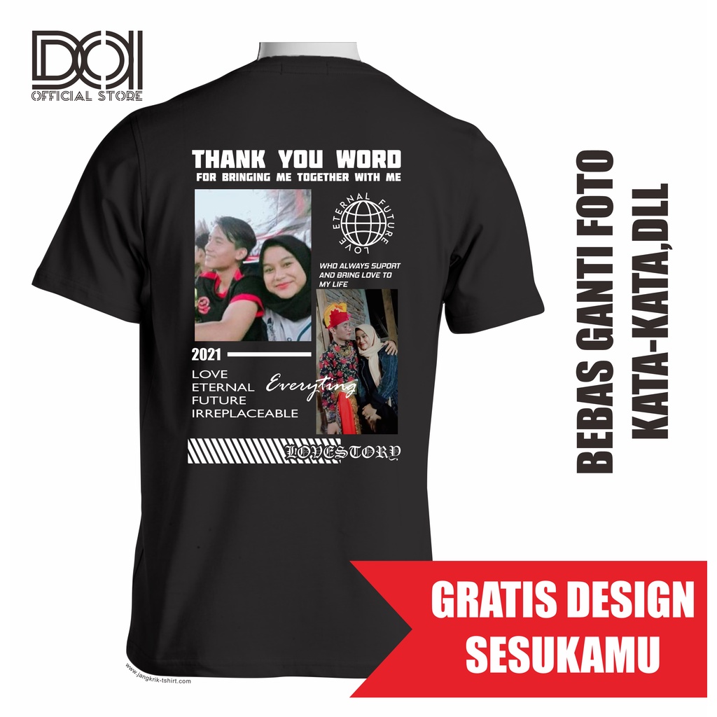 Kaos Custom / Custom Kaos Foto Aesthetic / Desain Aesthetic / Kaos Bucin / Sablon DTF