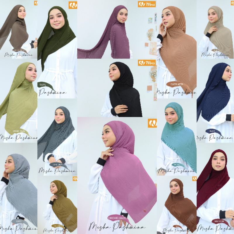 PASHMINA NIBRAS MESHA PASHMINA PASMINA PLISKET NIBRAS HIJAB TERBARU