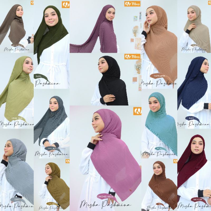 PASHMINA NIBRAS MESHA PASHMINA PASMINA PLISKET NIBRAS HIJAB TERBARU