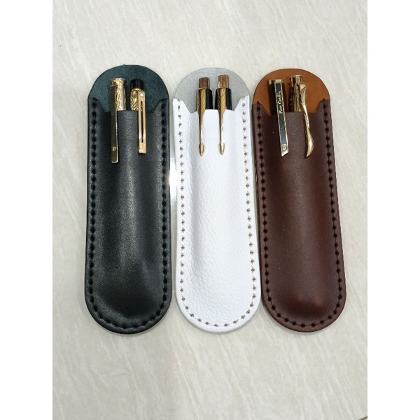 TEMPAT SARUNG PULPEN KULIT bkn pulpen montblanc pirus red borneo teratai hitam bacan kulkas polytron