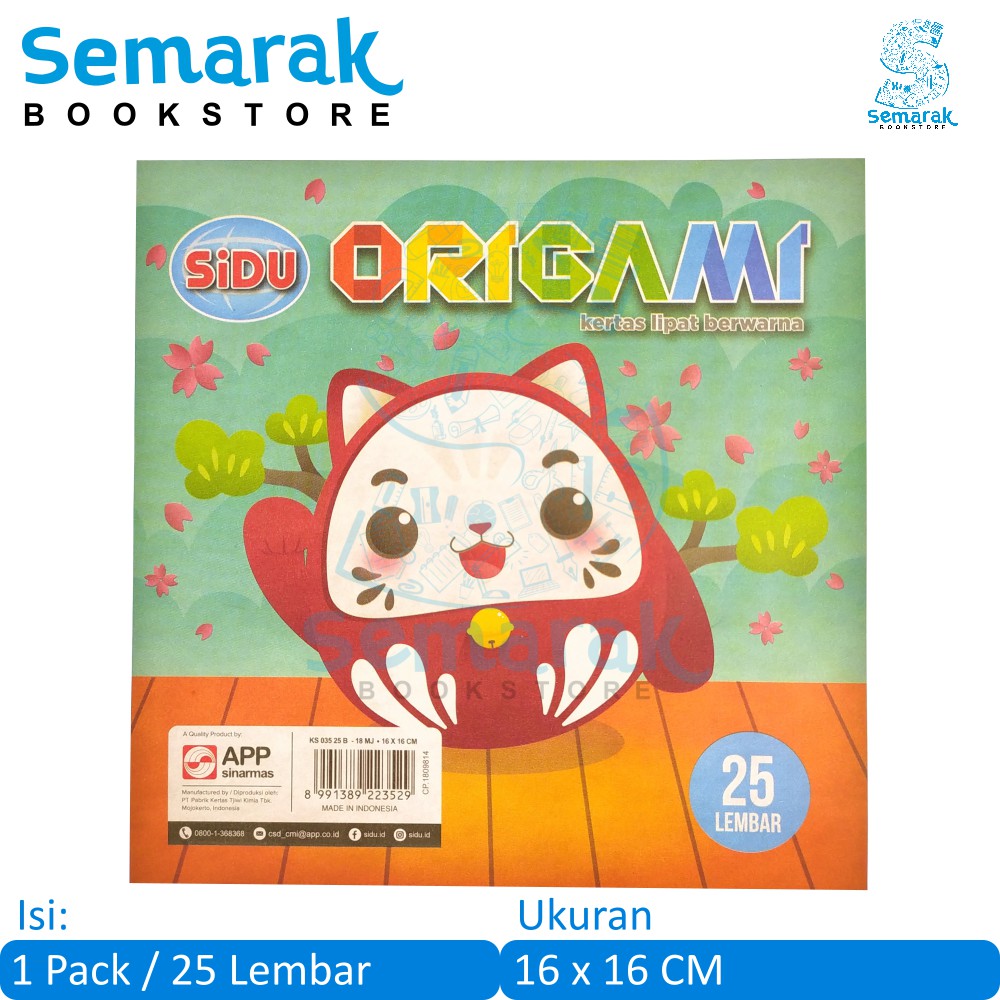 

Sinar Dunia SiDu Origami Kertas Lipat Berwarna 16 X 16 CM [1 Pack / 25 Lembar]