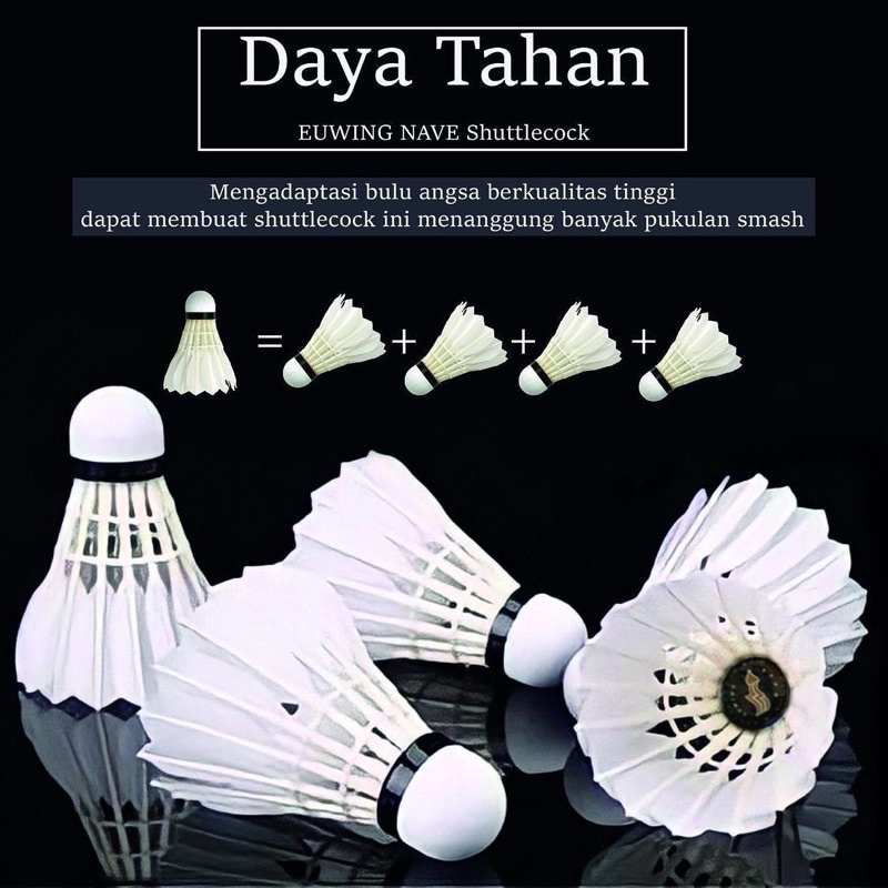 SHUTTLECOCK EUWING NAVE HITAM GOLD BOLA BADMINTON  COCK BULUTANGKIS ORIGINAL BLACK