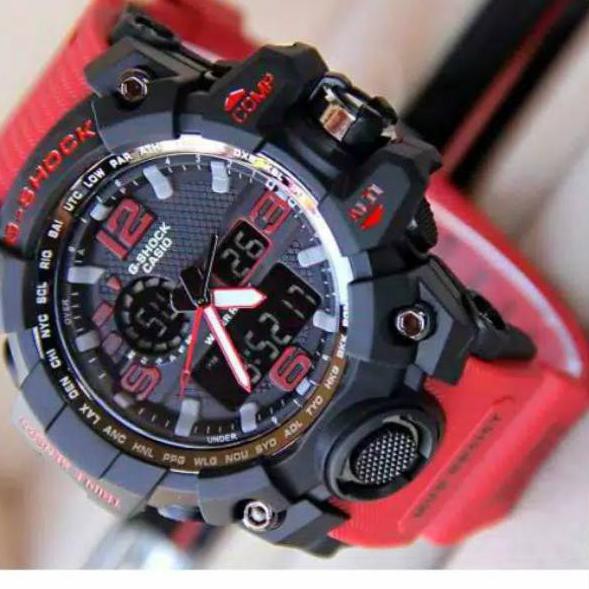 Grosir Populer Jam Tangan Casio Gshock Pria Water Resist - Hitam Tali Merah .,.,.
