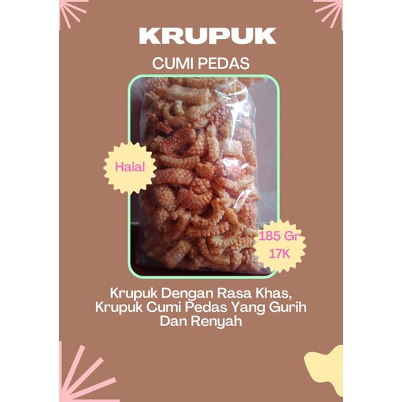 

Krupuk Cumi Pedas Yang Gurih Dan Renyah,Krupuk Dengan Rasa Khas(Berat 185 Gram).