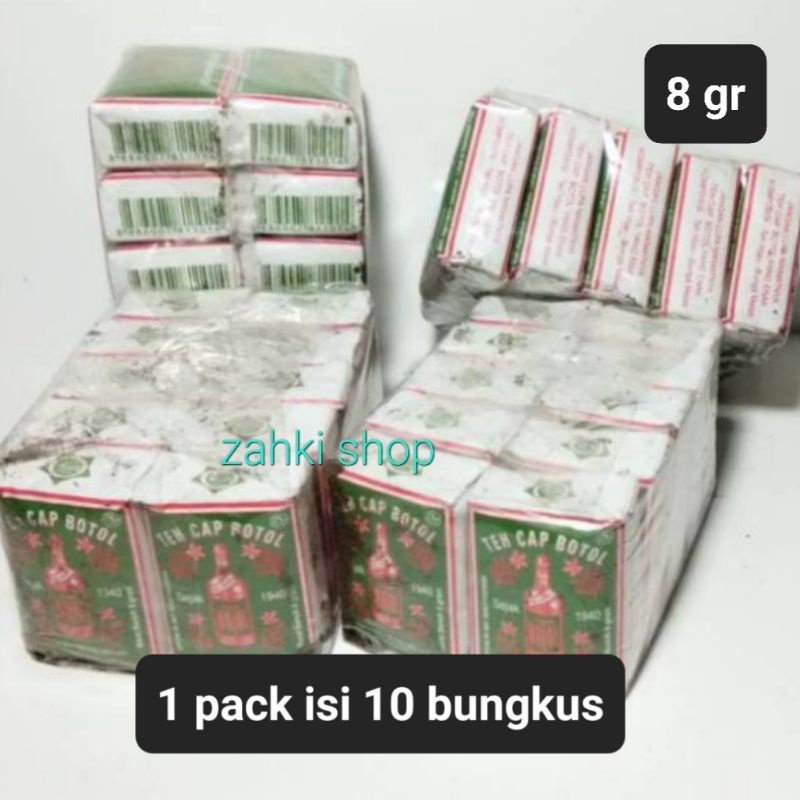 Teh botol tubruk teh cap botol hijau 8 gr 1 pack isi 10 bungkus