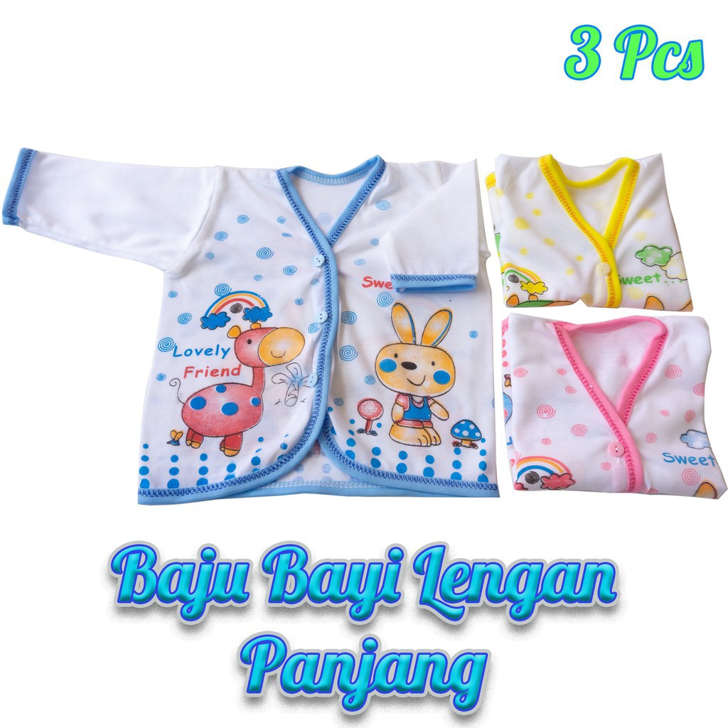 3Pcs Baju Bayi lengan Panjang newborn baju Panjang