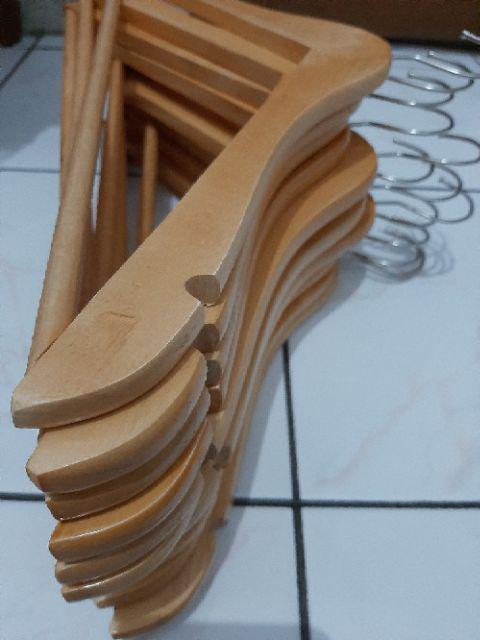 Hanger Kayu Palang Dewasa (wood) Warna Natural Gantungan Baju