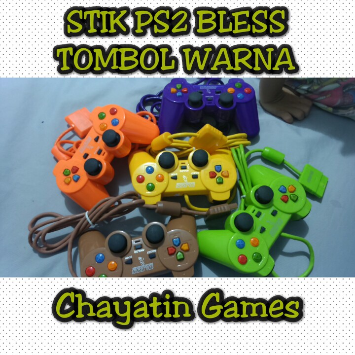 STIK PS2 BLESS TOMBOL WARNA KABEL SERAT (ORI PABRIK)