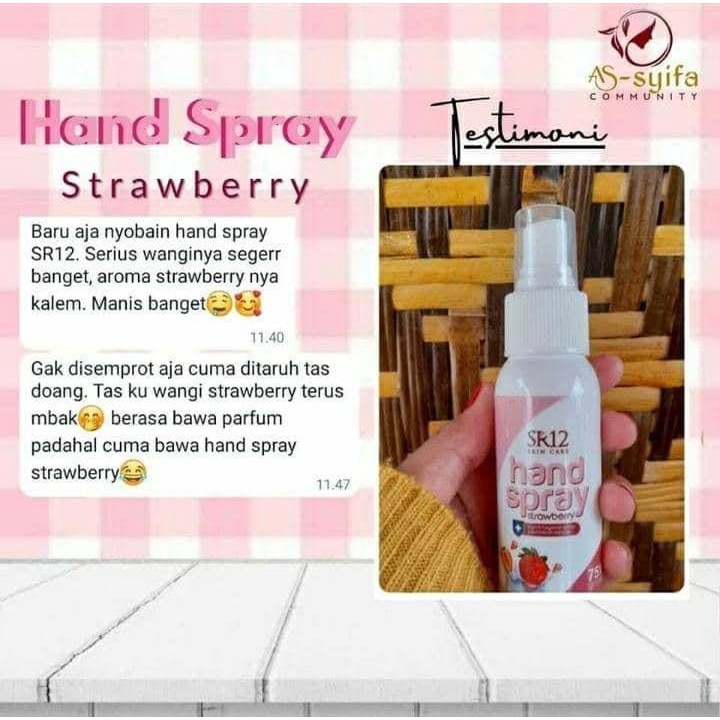 HAND SPRAY STRAWBERRY SR12 / HAND SANITIZER SPRAY / MELEMBABKAN TANGAN / ANTI SEPTIK / Pembersih tangan original / premium / termurah / berkualitas / bpom / saudagarsr12