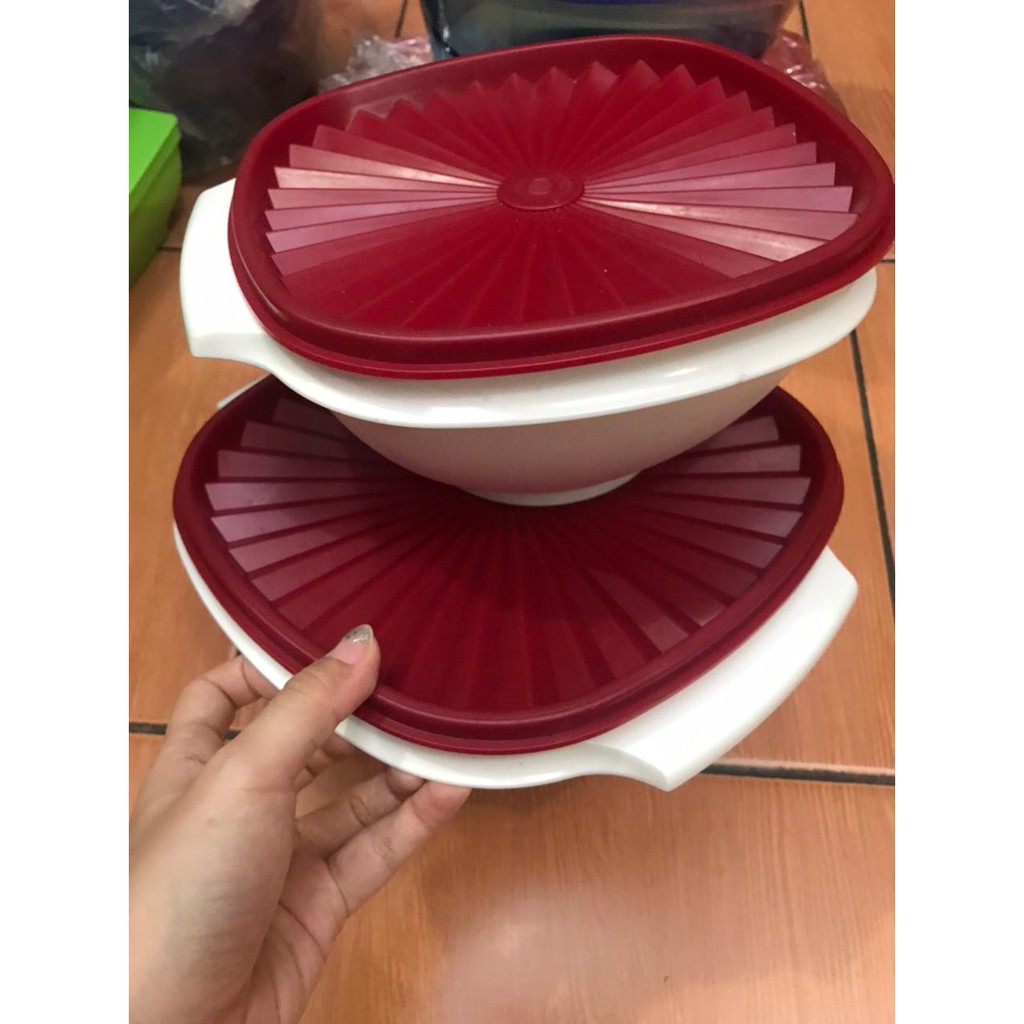 BEST DEAL LIMITED VINTAGE CANISTER BOWL TUPPERWARE/BOWL SERBAGUNA WARNA MERAH PUTIH