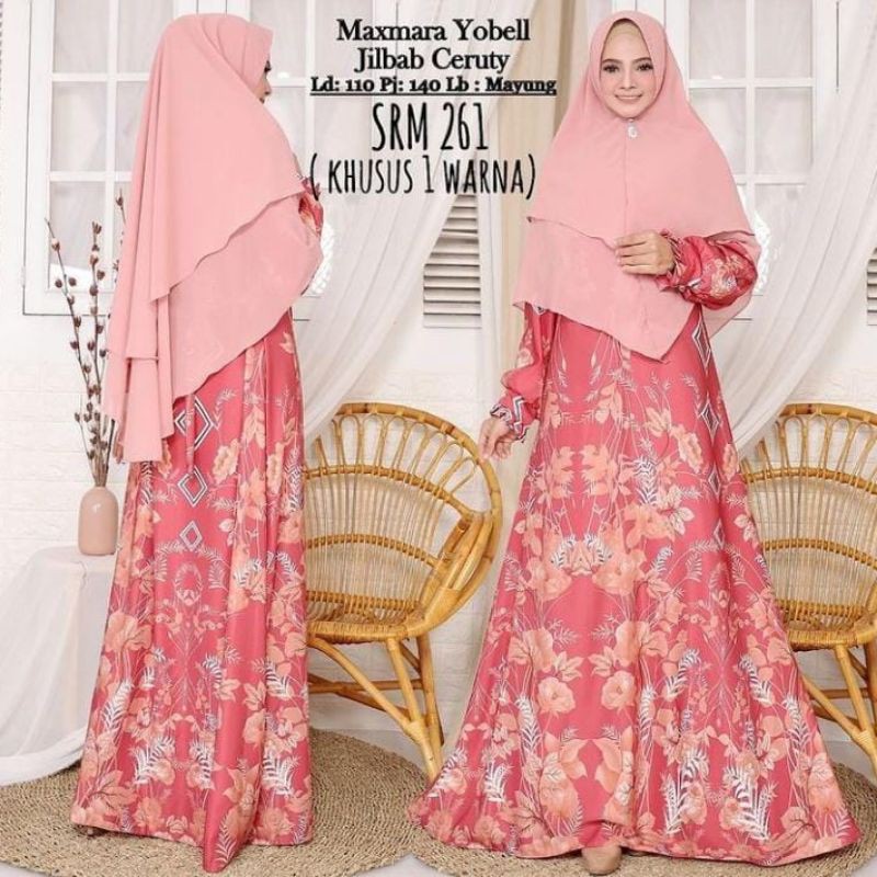 SETELAN MAXI DRESS SYARI DAN KHIMAR CERUTY POLOS/PAKAIAN WANITA MUSLIM/BAJU GAMIS MAXMARA MOTIF