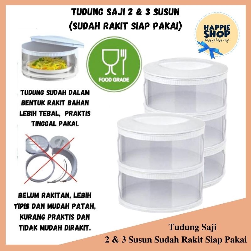 (1KG) Tudung Saji 3 Susun Lebih Tebal Praktis Siap Pakai Tempat Modern 4 Tingkat Penyimpan Makanan 5 Multi Layer Sudah Rakit