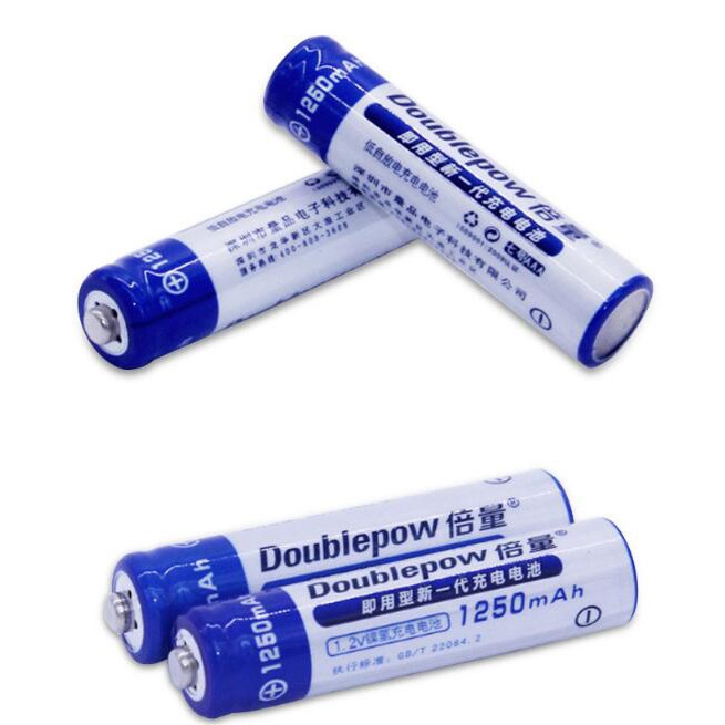 DOUBLEPOW Batu Baterai Alkaline Rechargeable AAA 1250mAh 4 PCS with Battery Case
