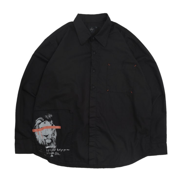 TAQ Printed Black Shirt Kemeja Tangan Panjang Pria