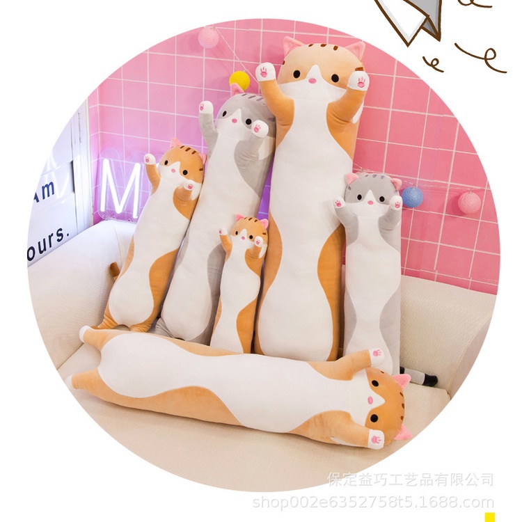 Boneka panjang kucing polos  model guling bahan plush