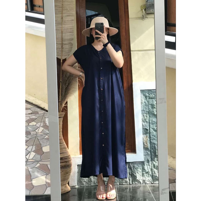 Daster Panjang Semata Kaki Kekinian Midi Polos Jumbo Busui Friendly