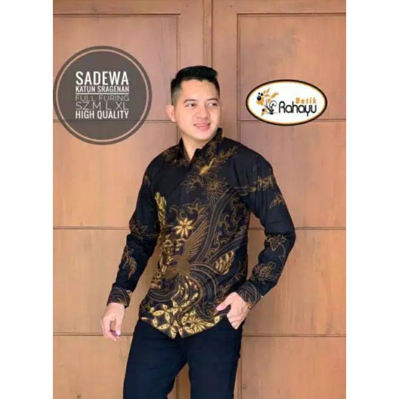 Kemeja Batik Pria Lengan Panjang Modern Terbaru Sadewa Bahan Katun Full Furing