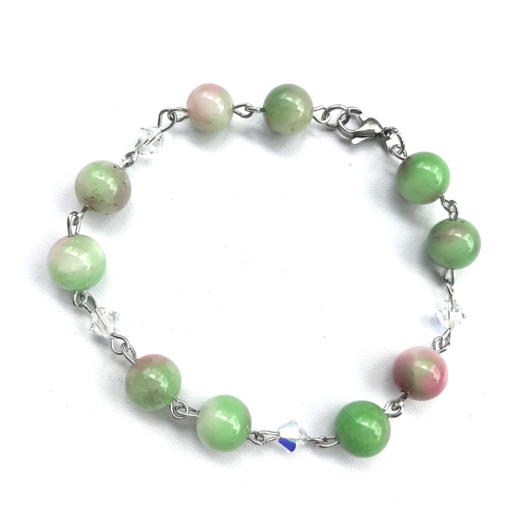 Gelang Giok Tiga Warna/Gelang Batu Alam/Perhiasan Batu Alam/Aksesoris Handmade/Gelang Wanita