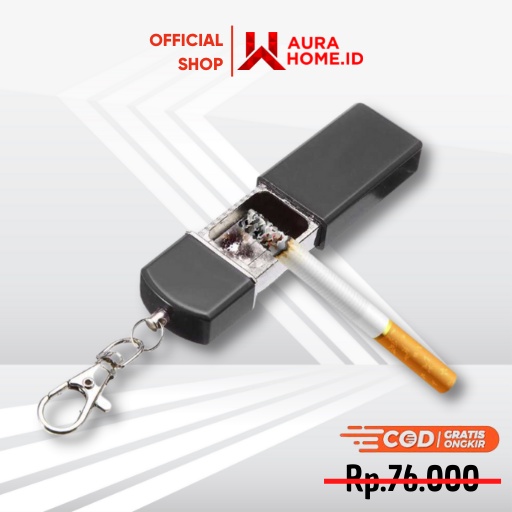 Asbak Rokok Portable Enclosed Ashtray Stainless Keychain / Asbak Rokokk Korek Api Gesek Unik Keren M