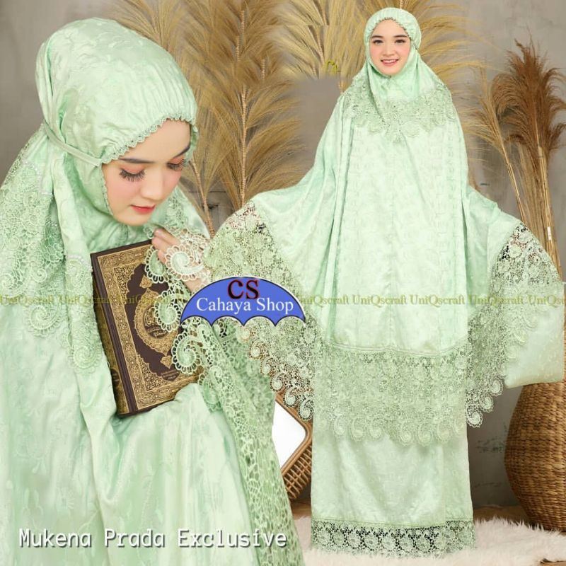 Mukena sutra prada bordir ekslusif jumbo mewah elegan terlaris | mukena bordir warna | mukena mahar