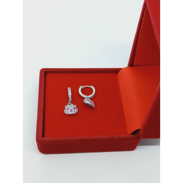 anting donat listring+m.hellokitty mp full/ anting perak asli silver 925lapis emas/ anting fashion